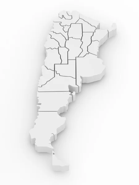Trójwymiarowa mapa Argentyny. 3D — Zdjęcie stockowe
