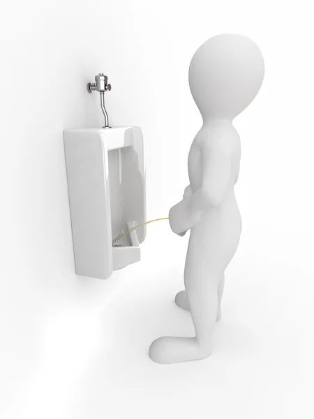 Mannen met urinoir ob witte geïsoleerd achtergrond — Stockfoto