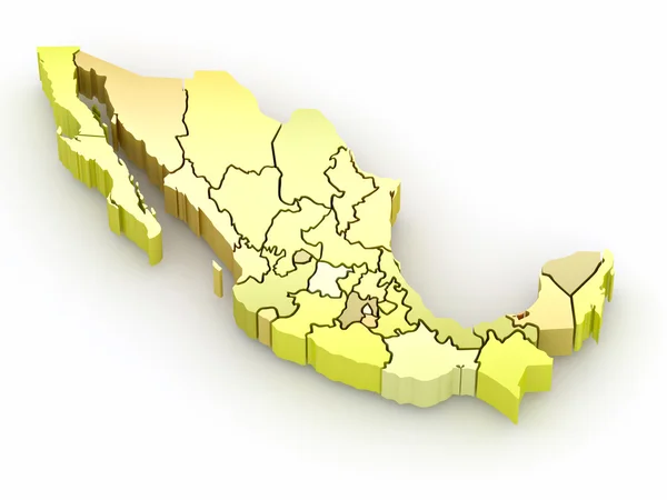 Üç boyutlu harita Meksika — Stok fotoğraf