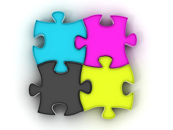 Puzzel. CMYK-kleuren — Stockfoto