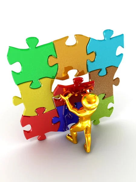 Muži s puzzle — Stock fotografie