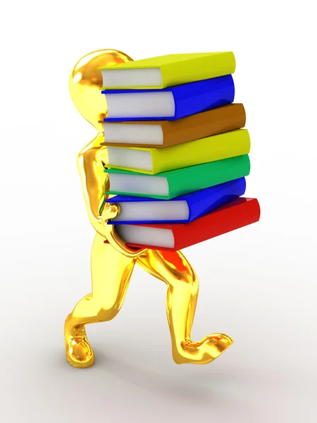 Men with books. 3d — Stock Photo, Image