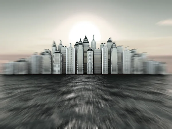 Staden på ön. tredimensionella bakgrund — Stockfoto