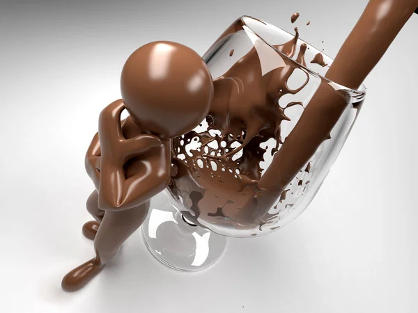 Homens e vidro com chocolate — Fotografia de Stock