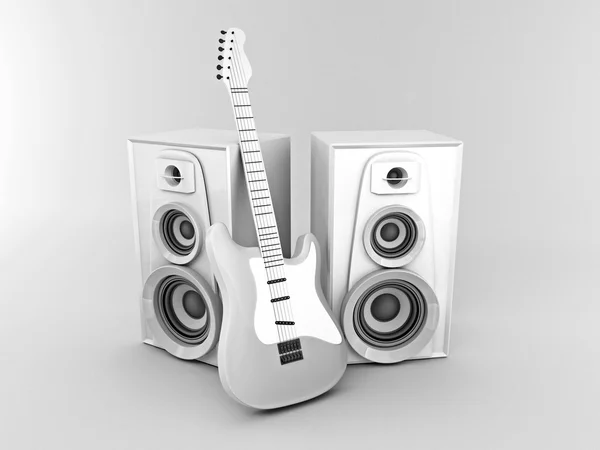 Guitar and louspeakers — Stock Photo, Image