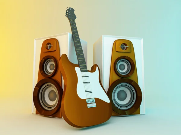 Gitarr och louspeakers — Stockfoto