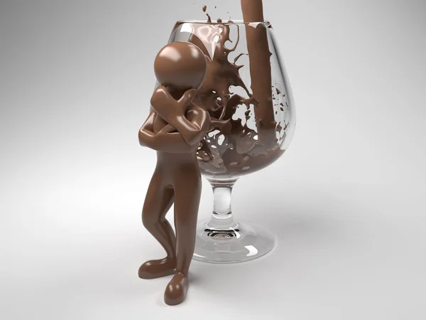 男子和玻璃与巧克力 — 图库照片