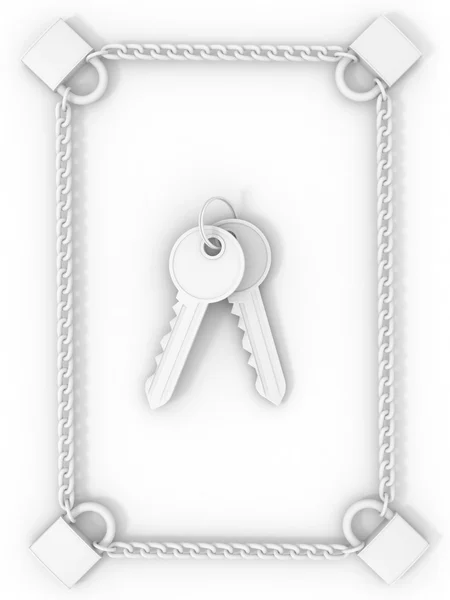 Zámek, řetězů a klíče — Stock fotografie