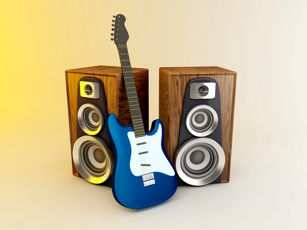 stock image Guitar and louspeakers