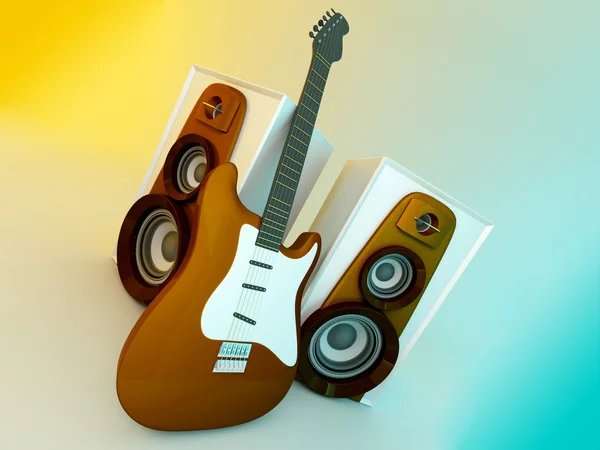 Gitara i louspeakers — Zdjęcie stockowe