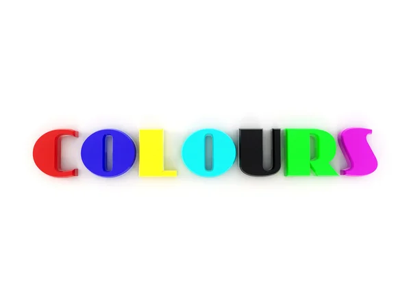 Ordet färger från bokstäver i olika färger. 3D — Stockfoto