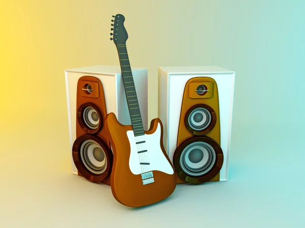 Stock image Guitar and louspeakers