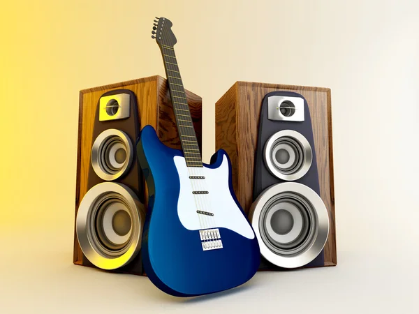 Gitarre und Lautsprecher — Stockfoto