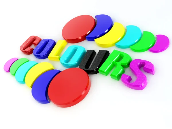 Colores de palabras de las letras en diferentes colores. 3d —  Fotos de Stock