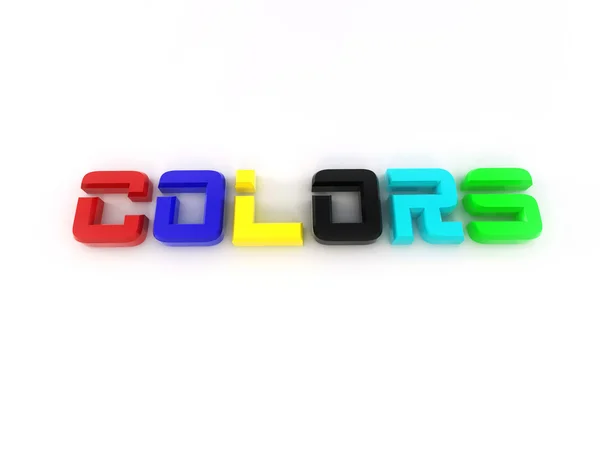Colores de palabras de las letras en diferentes colores. 3d — Foto de Stock