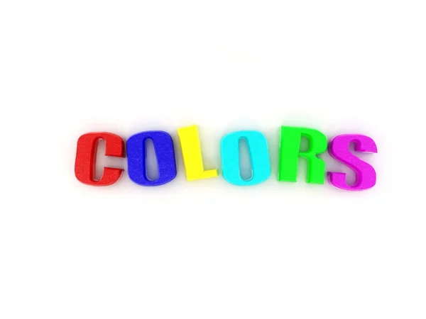 Цвета слов из букв разных цветов. 3d — стоковое фото