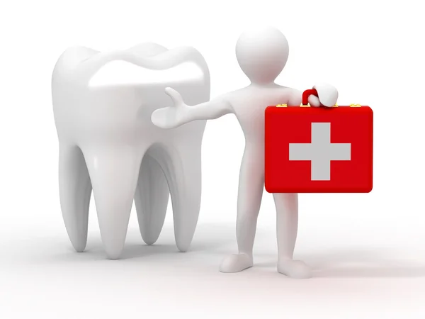 医療ケースと歯を持つ男性。歯科医 — ストック写真