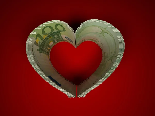Dinheiro. Coração — Fotografia de Stock