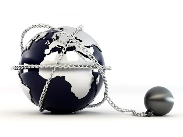 Earth with chain — Stock Photo, Image