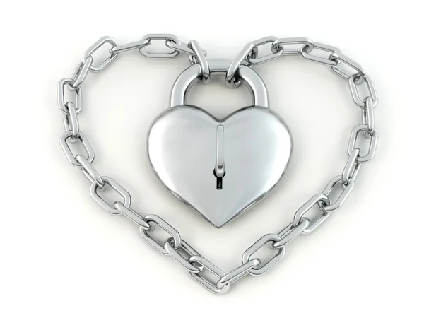 Řetěz se zámkem srdce — Stock fotografie