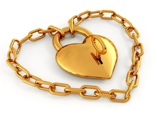 Chain with lock as heart — Stock Photo, Image