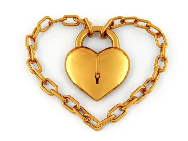 Kedja med lås som hjärta — Stockfoto