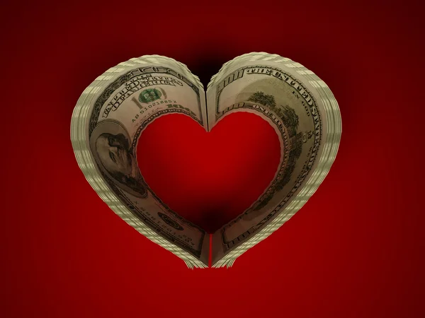 Dinero. Corazón — Foto de Stock