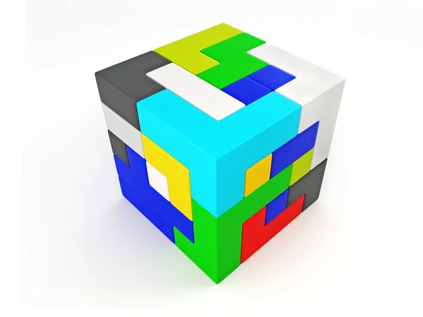 Un cubo construido con bloques. Puzzle —  Fotos de Stock