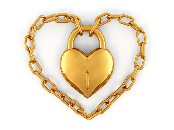 Chain with lock as heart — Zdjęcie stockowe