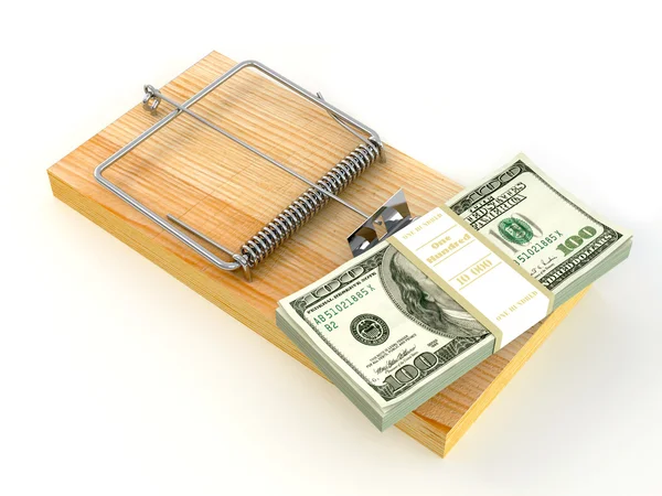 Mousetrap met dollar — Stockfoto