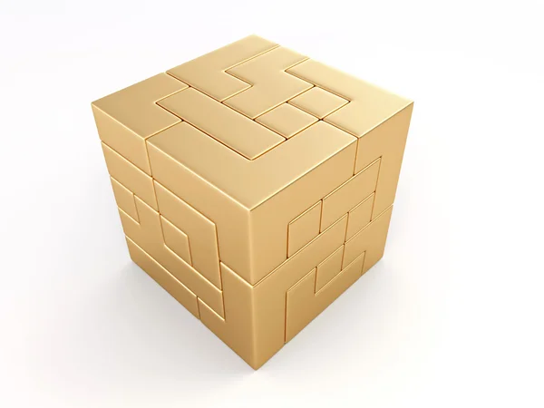 A cube built from blocks. Puzzle — Stock Photo, Image