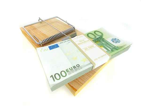 Mousetrap with euro — Stock Photo, Image