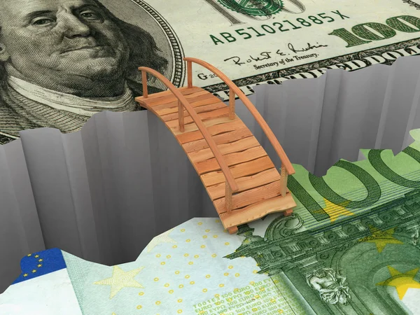 Ponte entre o euro e o dólar — Fotografia de Stock