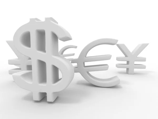 Йена, доллар, евро. Знаки — стоковое фото