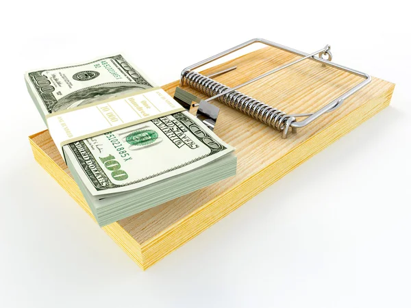 Mousetrap met dollar — Stockfoto