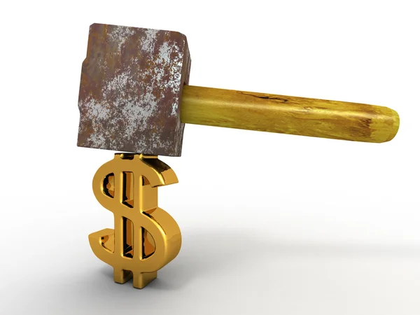Hammer with sign dollar — Stock Photo, Image