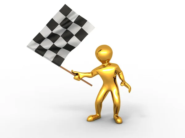 Men with checkered flag — Stock Photo, Image