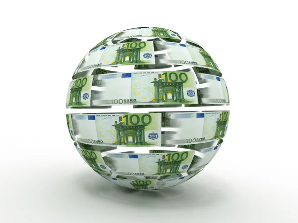 Esfera de euro sobre fondo blanco aislado. 3d — Foto de Stock