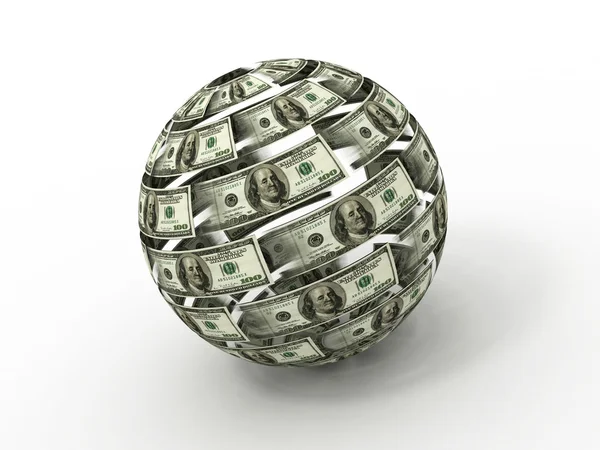 stock image Sphere from dollar on white isolated background. 3d