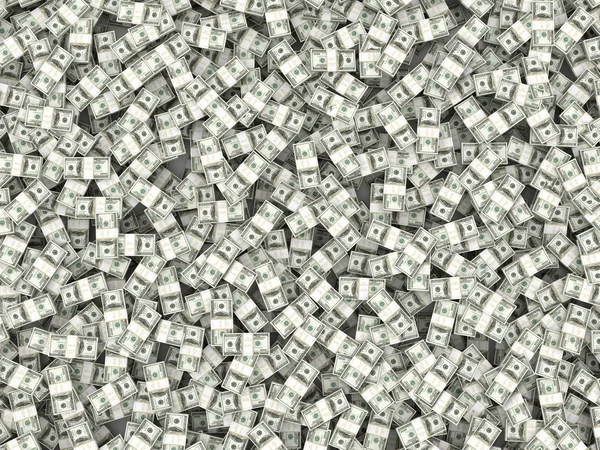 Πλούτο. φόντο από πακέτα του δολαρίου. 3D — Φωτογραφία Αρχείου