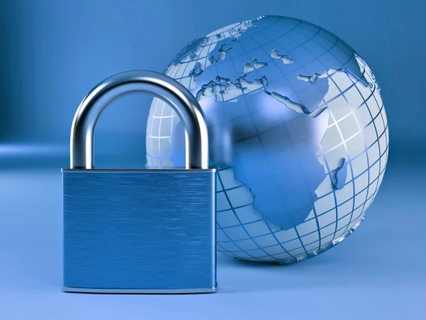 stock image Earth with padlock