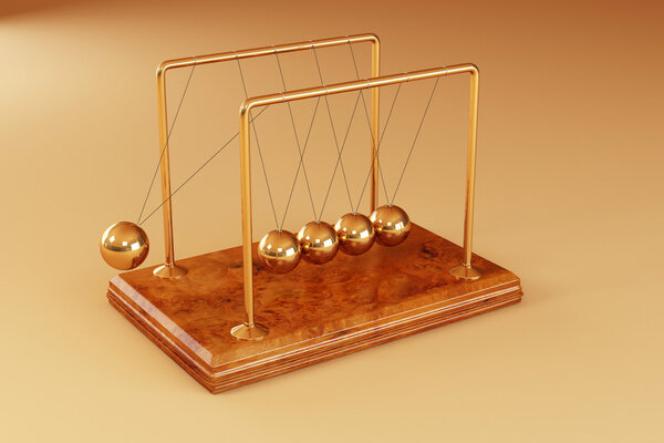 Pendulum on yellow background. 3d