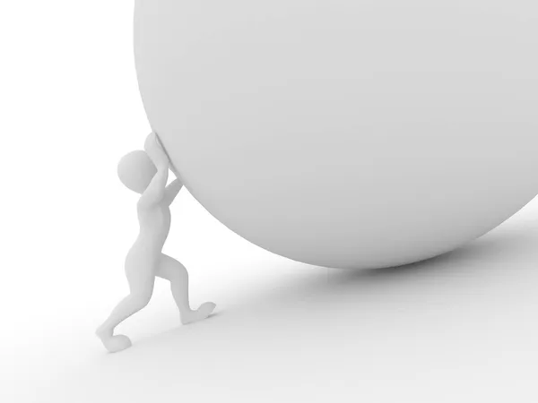 白い背景と分離された球を持つ男性 — ストック写真