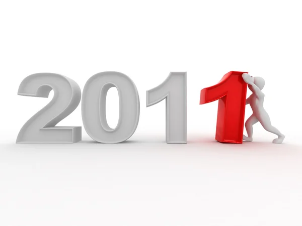 Ano Novo. Homens com números 2011 — Fotografia de Stock