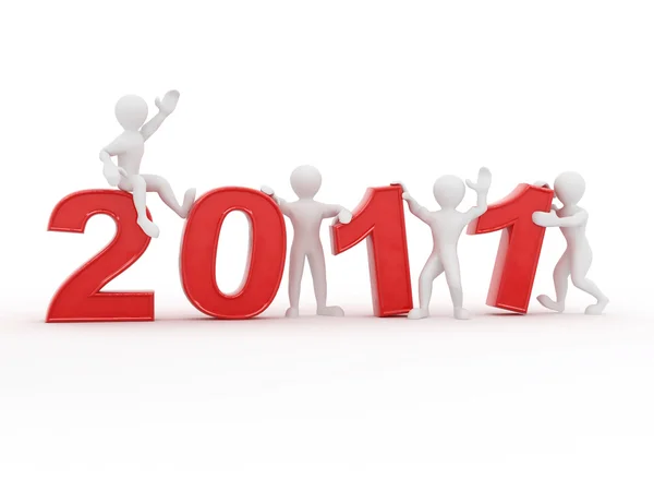 Новий рік. Чоловіки з цифрами 2011 — стокове фото