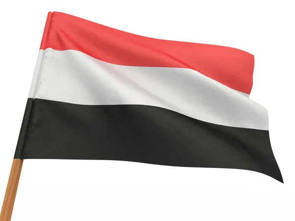 在风中飘扬的旗帜。也门 — 图库照片