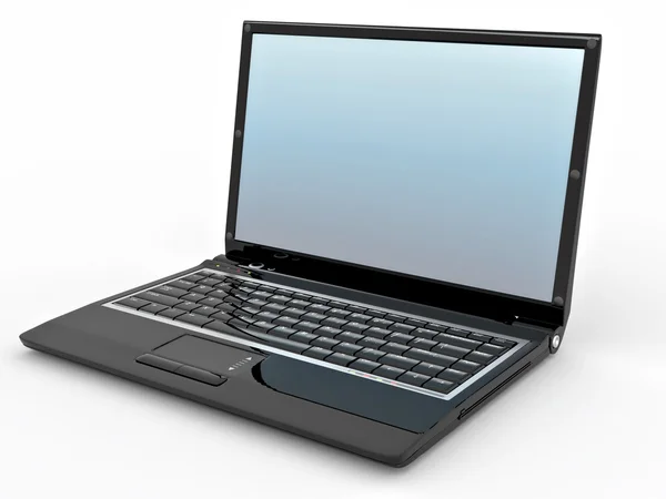 Laptop aberto no fundo isolado branco — Fotografia de Stock