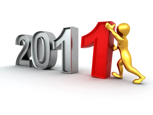 New Year. Men with numbers 2011 — Stock Photo, Image