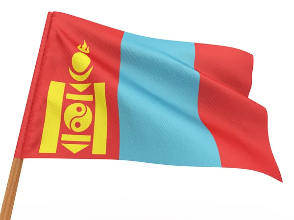 Bandeira a tremer ao vento. Mongólia — Fotografia de Stock