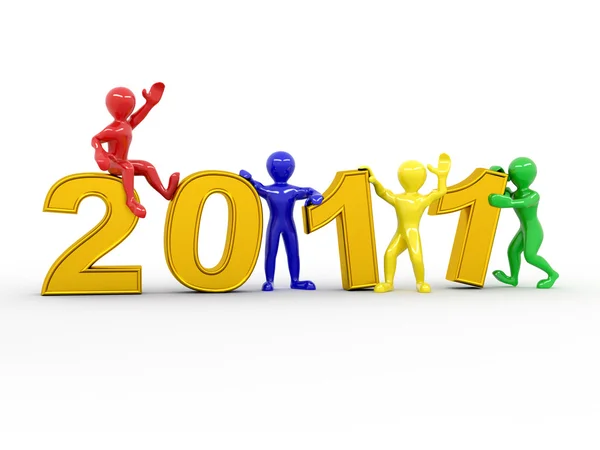 Ano Novo. Homens com números 2011 — Fotografia de Stock